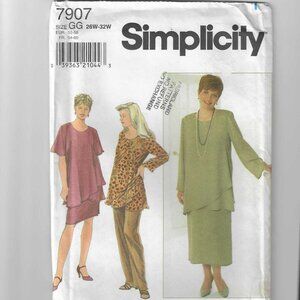 Simplicity Pattern #7907 Women's Tunic, Skirt & Pants - Size GG 26W-32W Uncut